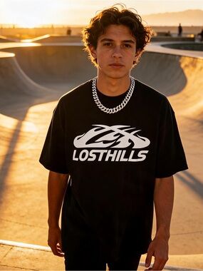 Lost Hills ‘Classic Logo’ Men's Black Logo Graphic Tee